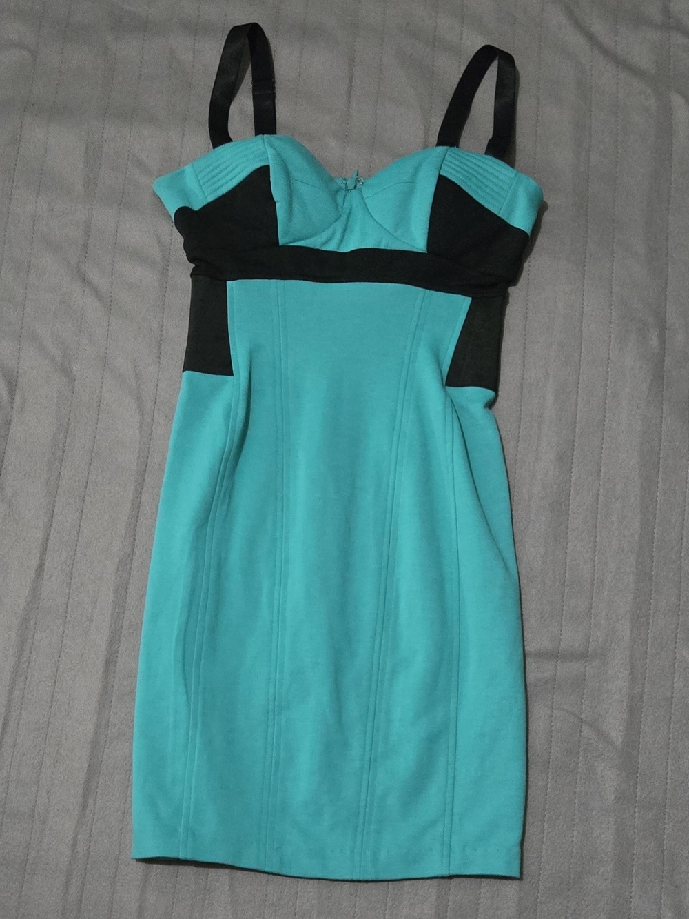 Kardashian Kollection Turquoise Black Colorblock Bodycon Dress Size Small